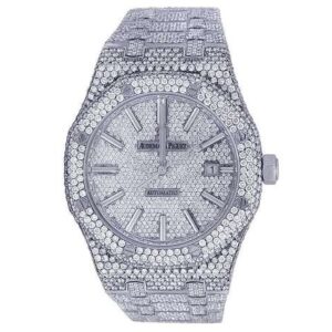 Audemars Piguet Full Iced Out VVS Diamond Men Watch, Stainless Steel White Gold 42mm Men Watch