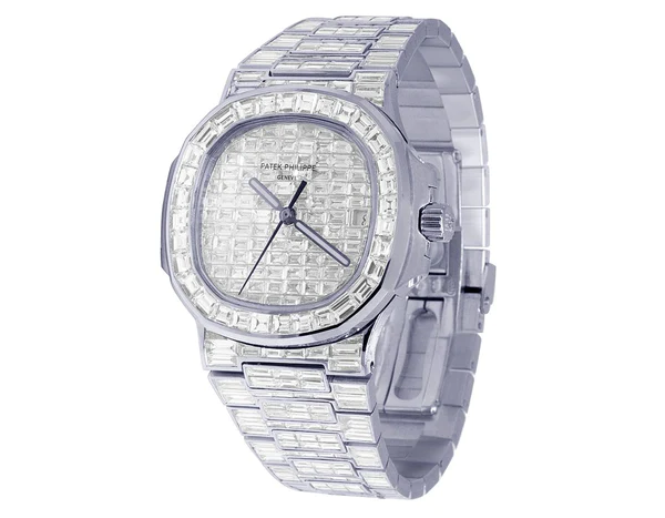 1_eb62bf12-109f-42b2-9d5e-0017a55af105_600x600 Patek Philippe Baguette VVS Diamond Men Automatic Watch, White Gold Plated Men Watch For Birthday Gift