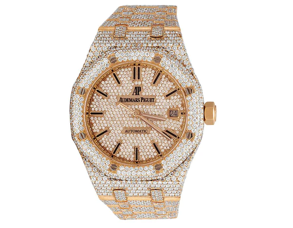 Audemars Piguet Full Iced Out VVS Diamond Men Watch, Stainless Steel Rose Gold 42mm Men Watch