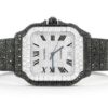 Cartier Santos Black And White VVS Diamond Men Watch, Stainless Steel Black & White Gold Plated Men Watch For Birthday Gift