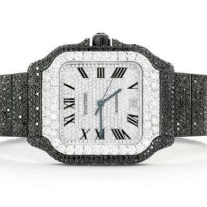 1_f4897d0a-bf0d-44b6-b2d1-e800fa2a59ac_600x600 Cartier Santos Black And White VVS Diamond Men Watch, Stainless Steel Black & White Gold Plated Men Watch For Birthday Gift