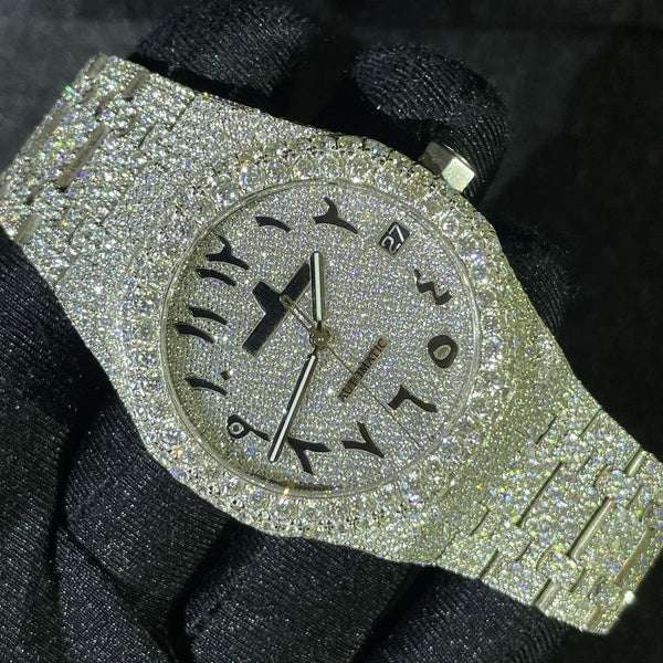 Audemars Piguet Full Iced Out VVS Diamond Men Watch, Stainless Steel White Gold 42mm Men Watch