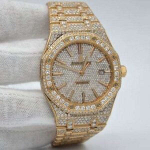 Audemars Piguet Full Iced Out VVS Diamond Men Watch, Stainless Steel Rose Gold Plated 42mm Men Watch
