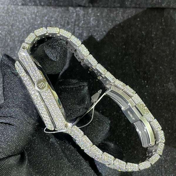 Audemars Piguet Full Iced Out VVS Diamond Men Watch, Stainless Steel White Gold 42mm Men Watch