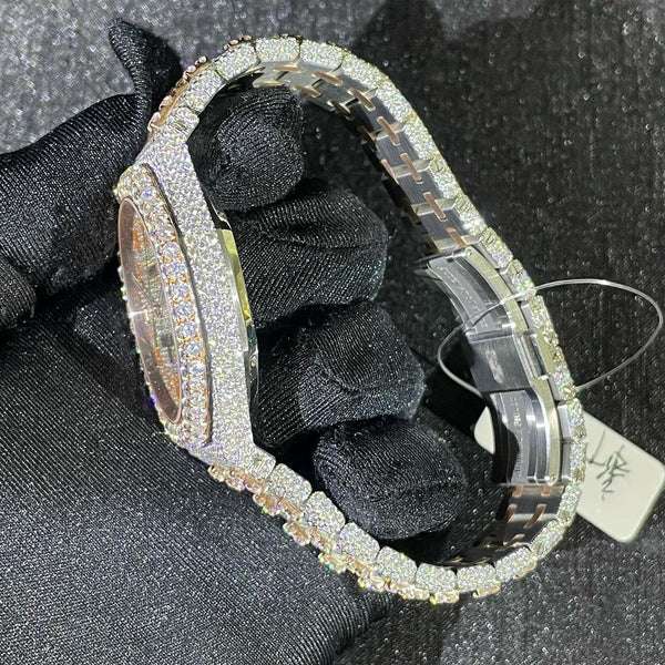 Audemars Piguet Full Iced Out VVS Diamond Men Watch, Stainless Steel White & Rose Gold 42mm Men Watch