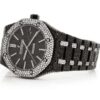 Audemars Piguet Full Iced Out Black And White VVS Diamond Men Watch, Stainless Steel Black Gold Plated 42mm Men Watch