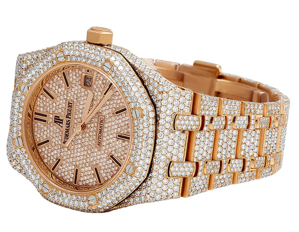 Audemars Piguet Full Iced Out VVS Diamond Men Watch, Stainless Steel Rose Gold 42mm Men Watch