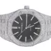 Audemars Piguet Full Iced Out VVS Moissanite Diamond Men Watch, Stainless Steel White Gold Black Face 42mm Men Watch