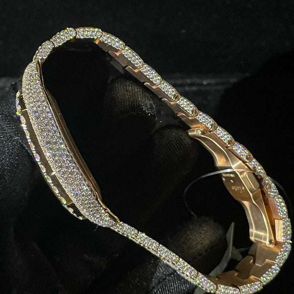 Cartier Santos VVS Diamond Iced Out Men Watch, Stainless Steel 2 Tone Gold Plated Men Watch For Birthday Gift