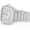 Cartier Santos VVS Diamond Men Watch, Stainless Steel White Gold Plated Men Watch For Birthday Gift
