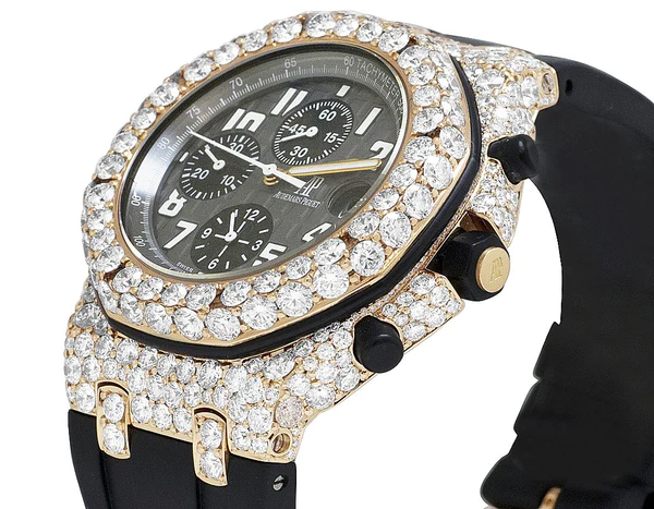 Audemars Piguet Full Iced Out VVS Diamond Men Watch, Silicon Band All Chronology Working 42mm Men Watch
