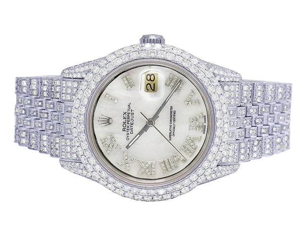 Rolex Datejust Jubilee VVS Diamond Men Watch, 40mm White Gold Plated Stainless Steel Men Watch For Gift, Birthday Gift Watch For Him