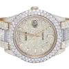 Rolex Jubilee Datejust Round VVS Diamond Men Watch, White 36mm Dial Rose Gold Plated Stainless Steel Men Watch For Gift, Fully Iced Out Birthday Gift Watch For Him