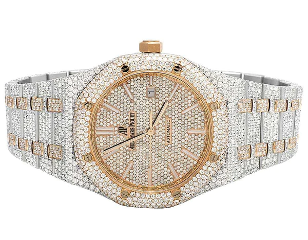 Audemars Piguet Full Iced Out VVS Diamond Men Watch, Stainless Steel 2 Tone Gold Plated 42mm Men Watch