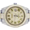 Rolex Datejust Round VVS Diamond Men Watch, 40mm Dial Yellow & White Gold 2 Tone Plated Stainless Steel Men Watch For Gift, Fully Iced Out Roman Birthday Gift Watch For Him