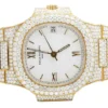 Patek Philippe Geneve Round VVS Diamond Men Automatic Watch, Yellow Gold Plated Men Watch For Birthday Gift