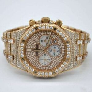 Audemars Piguet Full Iced Out VVS Diamond Men Watch, Stainless Steel All Chronograph Working Rose Gold Plated 42mm Men Watch