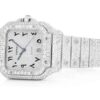 Cartier Santos VVS Diamond Men Watch, Stainless Steel White Gold Plated Arabic Men Watch For Birthday Gift