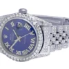 Rolex Datejust Jubilee VVS Diamond Men Watch, Blue 40mm Dial White Gold Plated Stainless Steel Men Watch For Gift, Fully Iced Out Birthday Gift Watch For Him
