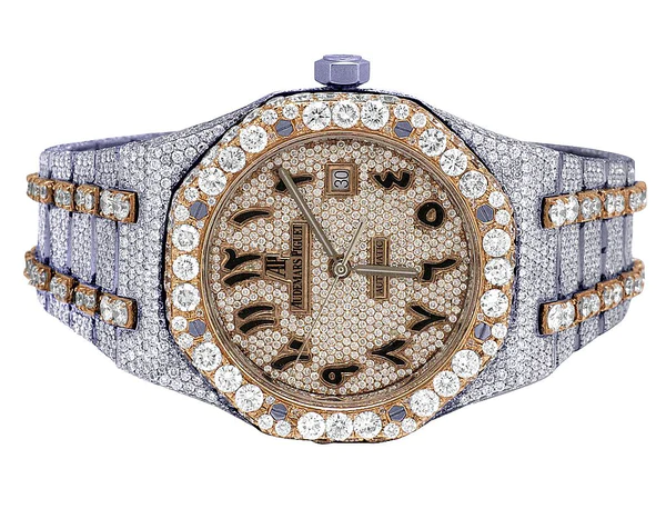 2_6b3a3466-15fb-44b6-8528-5c8f3605263c_600x600 Audemars Piguet Full Iced Out VVS Diamond Men Watch, Stainless Steel 2 Tone Gold Plated Arabic Font 42mm Men Watch