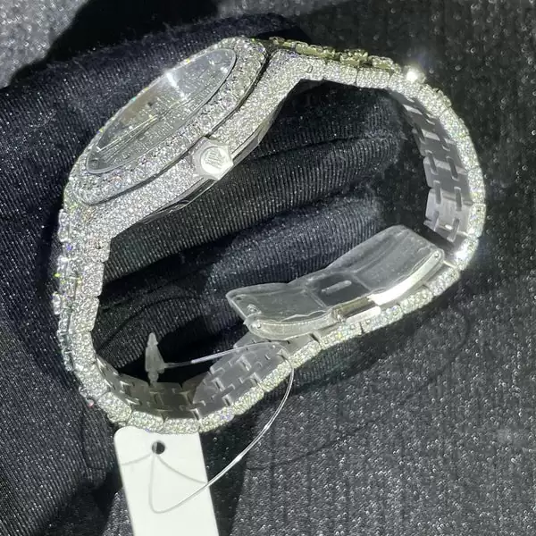 Audemars Piguet Full Iced Out VVS Moissanite Diamond Men Watch, Stainless Steel White Gold 42mm Men Watch