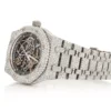 Audemars Piguet Skeleton VVS Diamond Fully Iced Out Men Watch, Stainless Steel Skeleton White Gold Plated VVS Diamond Watch For Men