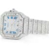 Cartier Santos VVS Diamond Men Watch, Stainless Steel White Gold Plated Men Watch For Birthday Gift