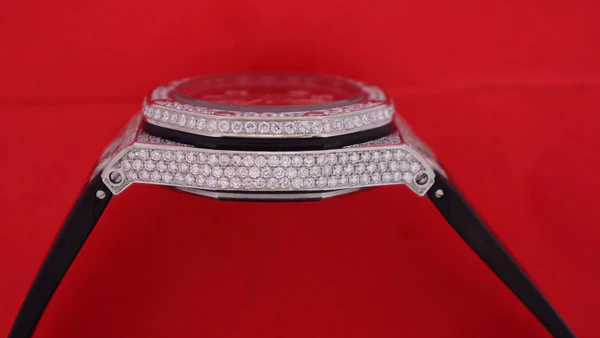 Audemars Piguet Full Iced Out VVS Diamond Men Watch, Silicon Black Band All Chronology Working 42mm Men Watch