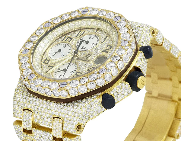 Audemars Piguet Full Iced Out VVS Diamond Men Watch, Stainless Steel Yellow Gold Plated All Chronograph Working 42mm Men Watch