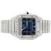 Cartier Santos VVS Diamond Men Watch, Stainless Steel White Gold Plated Men Watch For Birthday Gift