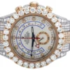 Rolex Yatch Master Round VVS Diamond Iced Out Men Watch, White 42mm Dial Rose & White Gold 2 Tone Plated Stainless Steel Men Watch For Gift, Fully Iced Out Birthday Gift Watch For Him