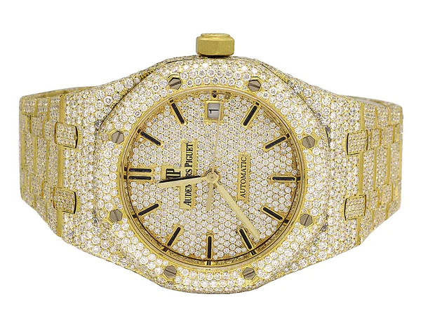 Audemars Piguet Full Iced Out VVS Diamond Men Watch, Stainless Steel Yellow Gold Plated 42mm Men Watch