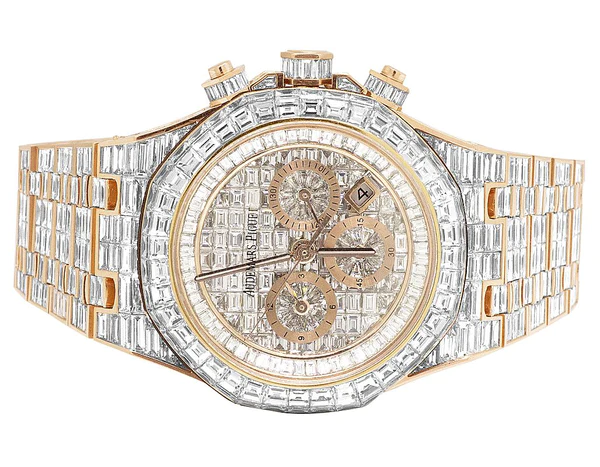 Audemars Piguet Full Iced Out VVS Baguette Diamond Men Watch, Stainless Steel All Chronology Working Rose Gold Plated 42mm Men Watch
