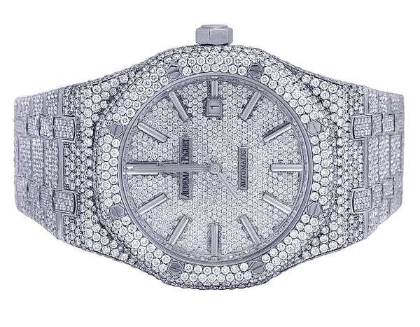 Audemars Piguet Full Iced Out VVS Diamond Men Watch, Stainless Steel White Gold 42mm Men Watch