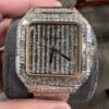 Cartier Santos Baguette VVS Diamond Men Watch, Stainless Steel Rose Gold Plated Men Watch For Birthday Gift