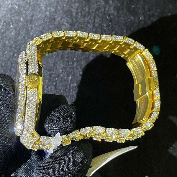 Audemars Piguet Full Iced Out VVS Diamond Men Watch, Stainless Steel Yellow Gold 42mm Men Watch