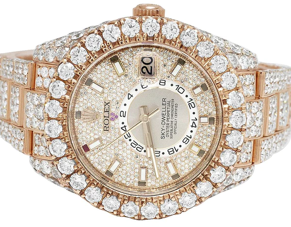 3_1c0d8863-672d-4ab8-8a0a-7c3cbedf8879_600x600 Rolex Sky Dweller Round VVS Diamond Men Watch, Rose 42mm Dial Rose Gold Plated Stainless Steel Men Watch For Gift, Fully Iced Out Birthday Gift Watch For Him