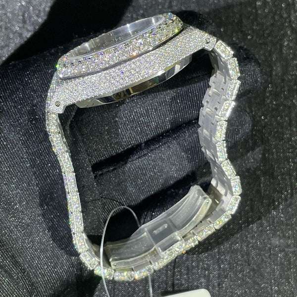 Audemars Piguet Full Iced Out VVS Diamond Men Watch, Stainless Steel All Chronograph Working White Gold Plated 42mm Men Watch