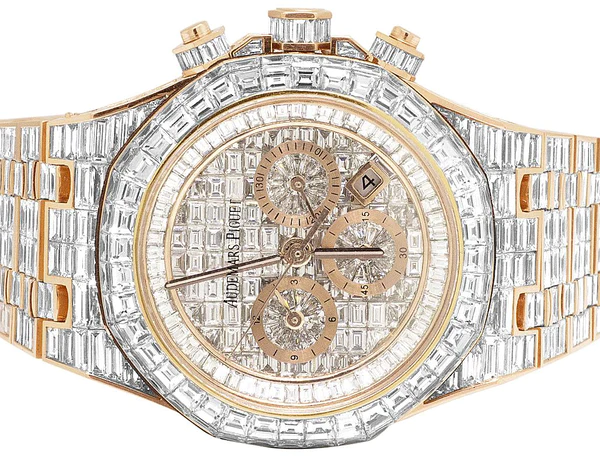 Audemars Piguet Full Iced Out VVS Baguette Diamond Men Watch, Stainless Steel All Chronology Working Rose Gold Plated 42mm Men Watch