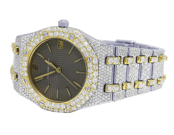 Audemars Piguet Full Iced Out VVS Diamond Men Watch, Stainless Steel 2 Tone Gold Plated 42mm Men Watch