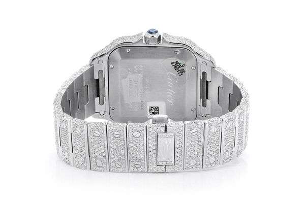 3_3eff2368-88fb-40ba-816a-3c956525b6f5_600x600 Cartier Santos VVS Diamond Men Watch, Stainless Steel White Gold Plated Men Watch For Birthday Gift
