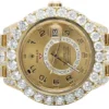 Rolex Sky Dweller Round VVS Diamond Men Watch, Gold 42mm Dial Yellow Gold Plated Stainless Steel Men Watch For Gift, Fully Iced Out Birthday Gift Watch For Him