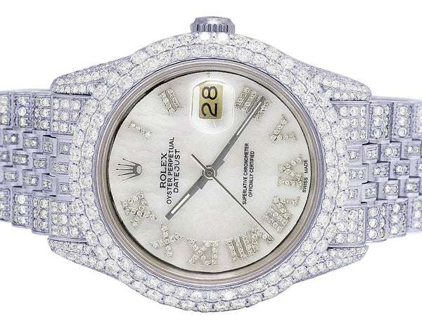 Rolex Datejust Jubilee VVS Diamond Men Watch, 40mm White Gold Plated Stainless Steel Men Watch For Gift, Birthday Gift Watch For Him