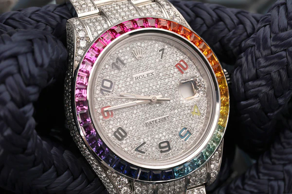 Rolex Datejust Presidential VVS Diamond Men Watch, 41mm Dial White Gold Plated Stainless Steel Men Watch For Gift, Fully Iced Out Birthday Gift Watch For Him