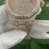 Audemars Piguet Baguette & Round VVS Diamond Full Iced Out Watch, Stainless Steel Self Winding Diamond Watch For Him, VVS Diamond Watch