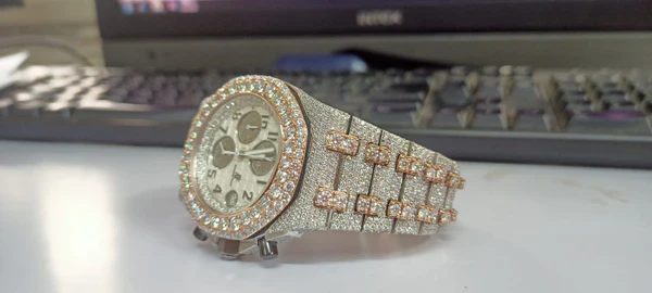 Audemars Piguet Full Iced Out VVS Diamond Men Watch, Stainless Steel All Chronograph Working 2 Tone Gold Plated 42mm Men Watch