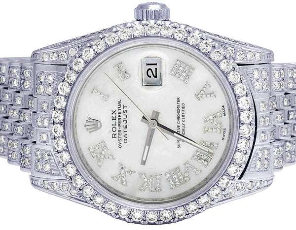 Rolex Datejust Jubilee VVS Diamond Men Watch, White 40mm Dial White Gold Plated Stainless Steel Men Watch For Gift, Fully Iced Out Birthday Gift Watch For Him