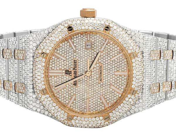 Audemars Piguet Full Iced Out VVS Diamond Men Watch, Stainless Steel 2 Tone Gold Plated 42mm Men Watch