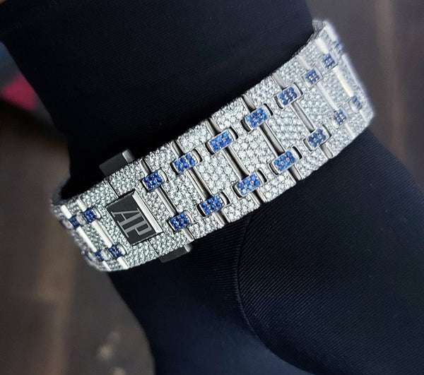 Audemars Piguet Full Iced Out VVS Diamond Men Watch, Stainless Steel All Chronograph Working 2 Tone Gold Plated 42mm Men Watch