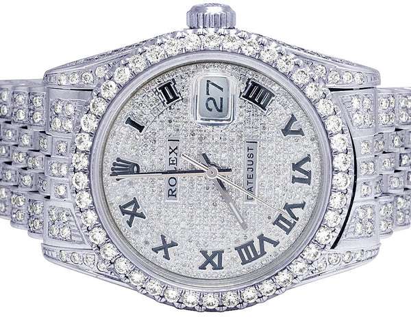 Rolex Datejust Jubilee VVS Diamond Men Watch, White 40mm Dial White Gold Plated Stainless Steel Men Watch For Gift, Fully Iced Out Birthday Gift Watch For Him